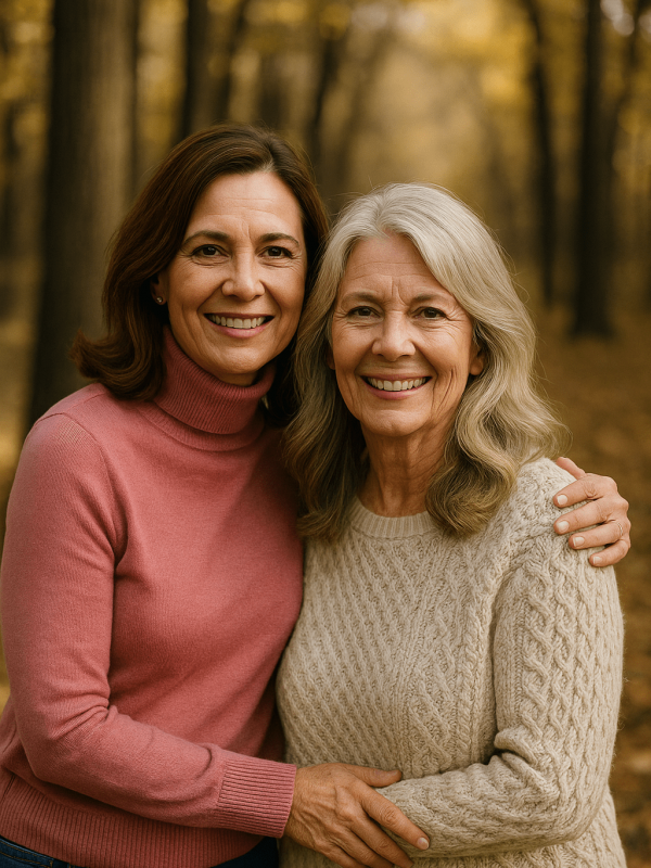 Mom and daughter posing